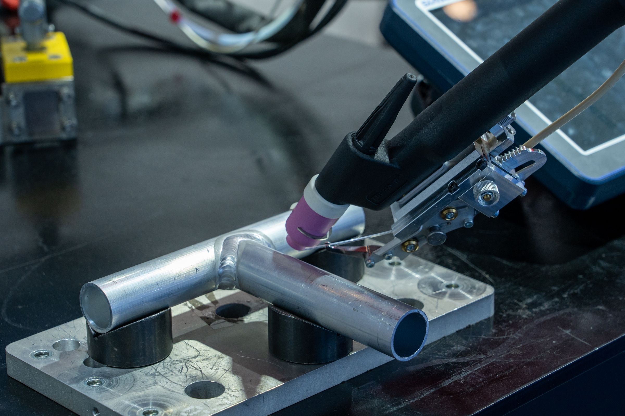 TIG welding an aluminum tube joint